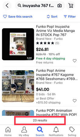 Ebay results for Funko Pop supply